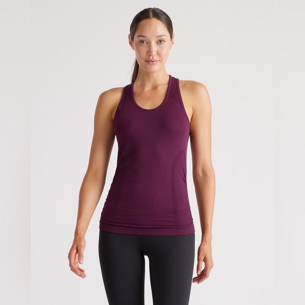 Quince Seamless Ruched Racerback Athletic Tank Plum Purple Womens XL EUC